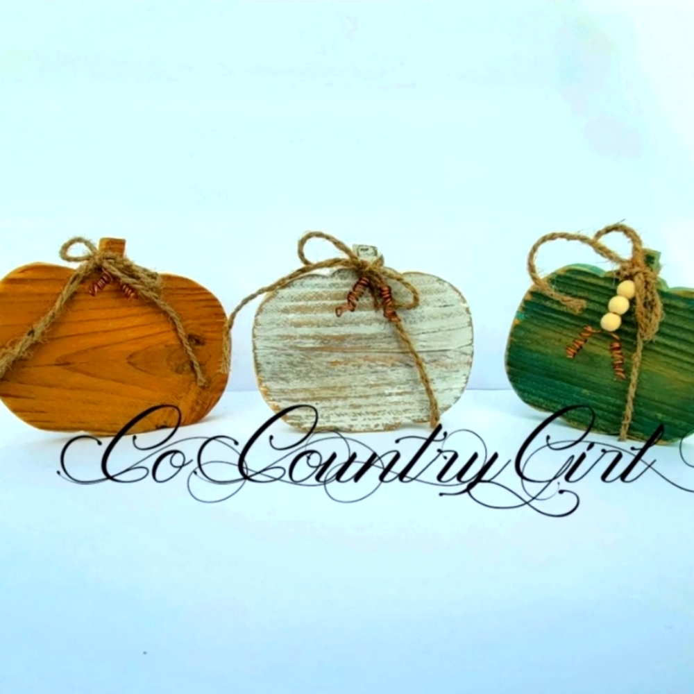 3 Solid Wood Pumpkins